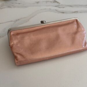 HOBO Lauren clutch wallet in metallic pink leather